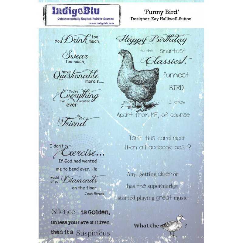 IndigoBlu Stamps IndigoBlu A5 Rubber Mounted Stamp Funny Bird | Set of 11
