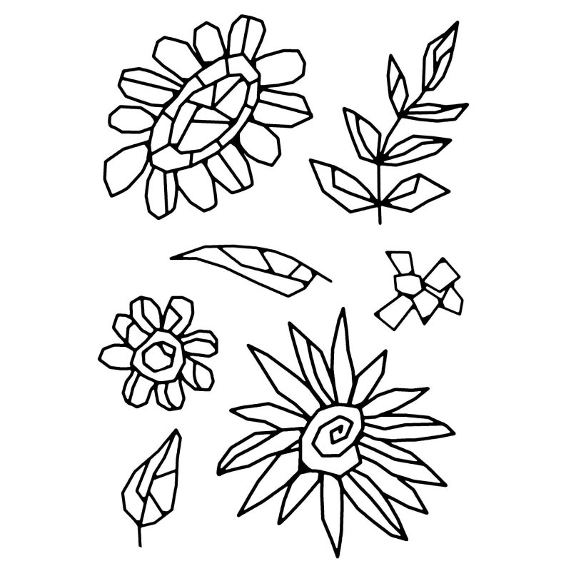 Woodware Woodware Clear Stamps Mosaic Flower | Set of 7