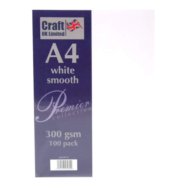 Craft UK - Cards & Envelopes, A4 Card Packs Craft UK Smooth A4 Card Pack White | 100 sheets