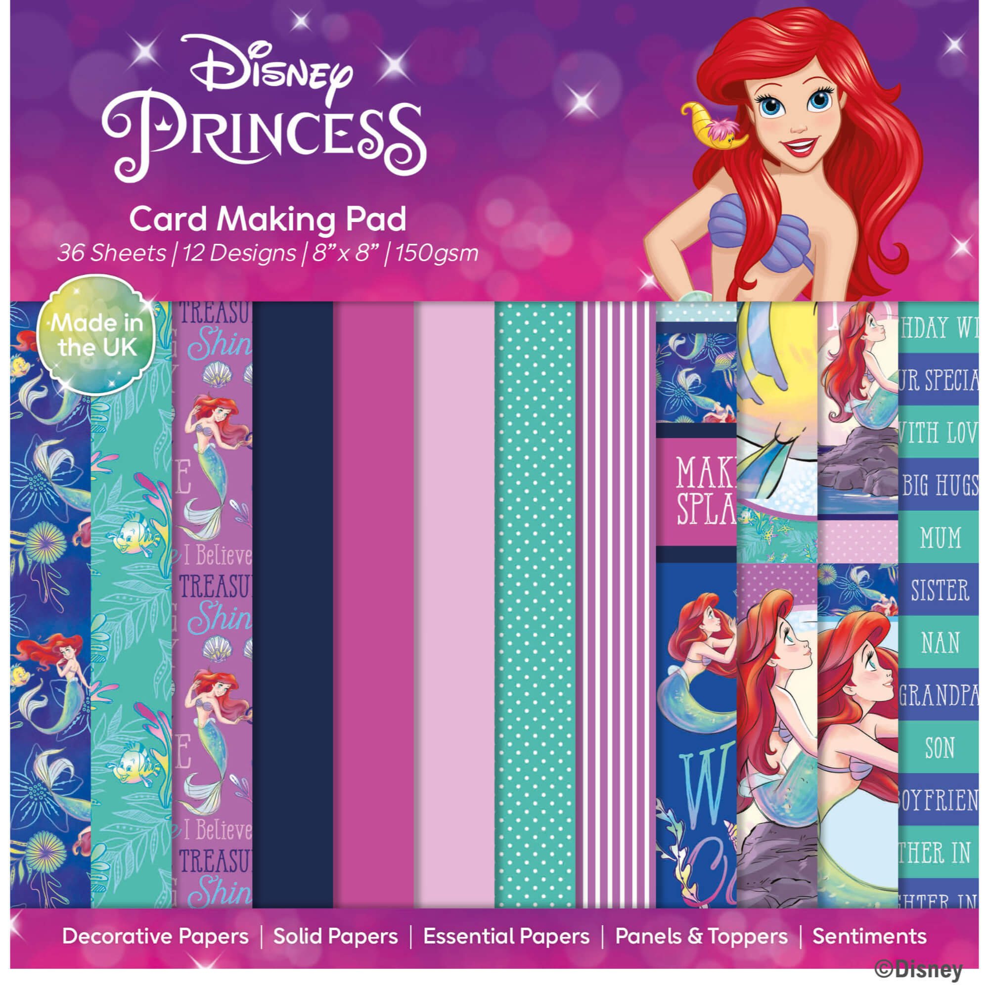 Disney The Little Mermaid 8 x 8 inch Card Making Pad