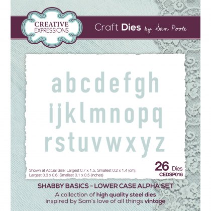 Creative Expressions Sam Poole Craft Die Shabby Basics Lower Case Alpha Set | Set of 26