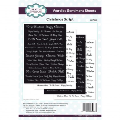 Creative Expressions Wordies Sentiment Sheets Christmas Script | A5