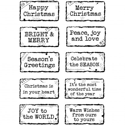 Woodware Clear Stamps Christmas Distressed Labels | Set of 10