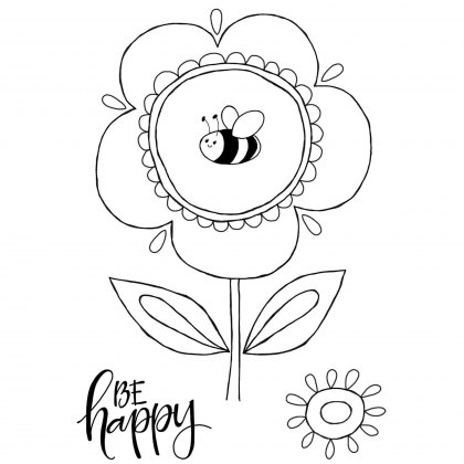 Woodware Clear Stamps Petal Doodles Be Happy | Set of 4