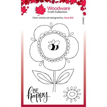 Woodware Clear Stamps Petal Doodles Be Happy | Set of 4