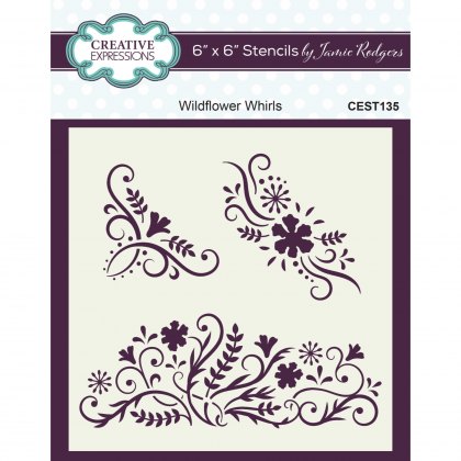 Creative Expressions Stencil by Jamie Rodgers Wildflower Whirls | 6 x 6 inch