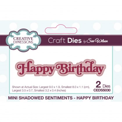 Sue Wilson Craft Dies Mini Shadowed Sentiments Collection Happy Birthday | Set of 2
