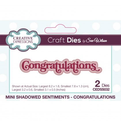 Sue Wilson Craft Dies Mini Shadowed Sentiments Collection Congratulations | Set of 2