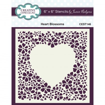 Creative Expressions Stencil by Jamie Rodgers Heart Blossoms | 6 x 6 inch