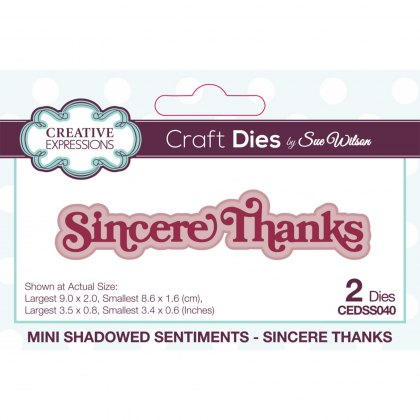 Sue Wilson Craft Dies Mini Shadowed Sentiments Collection Sincere Thanks | Set of 2