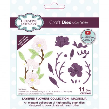 Sue Wilson Craft Dies Layered Flowers Collection Magnolia | Set of 11