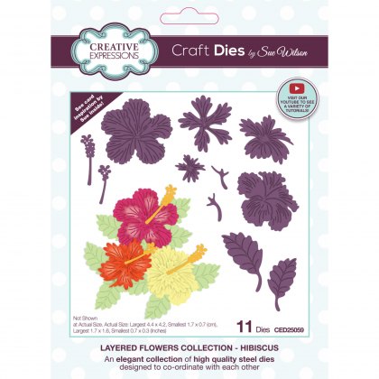 Sue Wilson Craft Dies Layered Flowers Collection Hibiscus | Set of 11