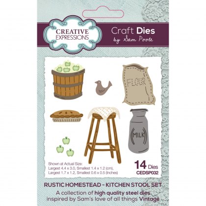 Creative Expressions Sam Poole Craft Die Rustic Homestead Kitchen Stool Set | Set of 14
