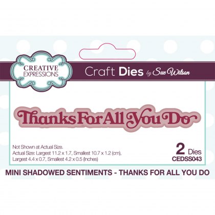 Sue Wilson Craft Dies Mini Shadowed Sentiments Collection Thanks For All You Do | Set of 2