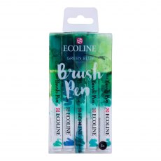 Ecoline Brush Pen Set Green Blue | Set of 5
