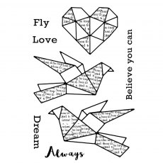 Woodware Clear Stamps Paper Birds | Set of 7