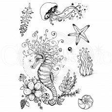Pink Ink Designs Clear Stamp Seahorse Swirls | Set of 7