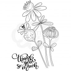 Woodware Clear Stamps Thank You Flowers | Set of 2