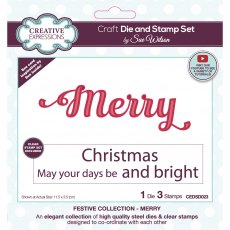 Sue Wilson Craft Dies Festive Collection Merry Die & Stamp Set