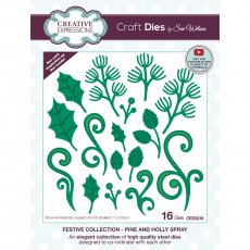 Sue Wilson Craft Dies Festive Collection Pine and Holly Spray