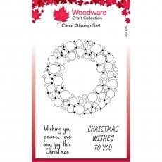Woodware Clear Stamps Bubble Holiday Wreath | Set of 3