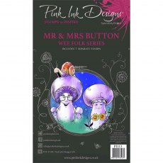 Pink Ink Designs Clear Stamp Mr & Mrs Button | Set of 7