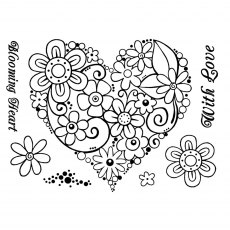 Woodware Clear Stamps Blooming Heart | Set of 7
