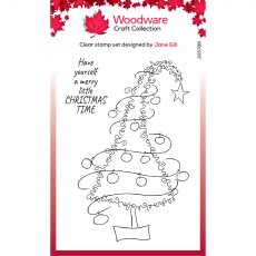 Woodware Clear Stamps Festive Fuzzies Tall Christmas Tree | Set of 2