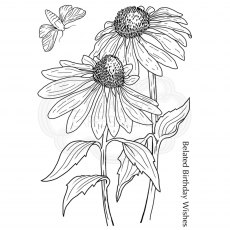 Woodware Clear Stamps Echinacea and Moth | Set of 3