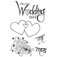 Woodware Clear Stamps Mrs And Mrs Hearts | Set of 4