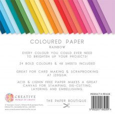 The Paper Boutique Everyday 6 x 6 inch Coloured Paper Pack Rainbow | 48 sheets