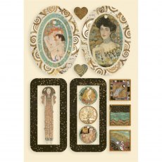 Stamperia Coloured Wooden Shapes Klimt Bag Handles And Hearts