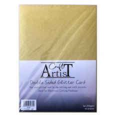 Craft Artist Double Sided Glitter Card Gold | A4