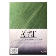 Craft Artist A4 Double Sided Glitter Card Evergreen | 10 sheets