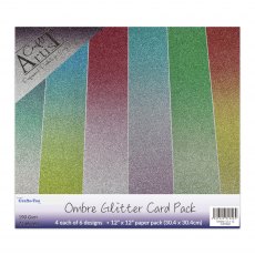 Craft Artist 12 x 12 inch Ombre Glitter Card Pack | 24 sheets