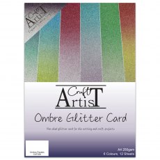 Craft Artist A4 Ombre Glitter Card Pack | 12 sheets