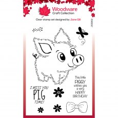 Woodware Clear Stamps Fuzzie Friends Pablo The Pig | Set of 9