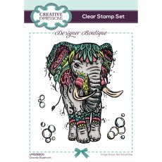 Creative Expressions Designer Boutique Collection Clear Stamp Doodle Elephant | Set of 4