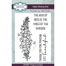 Creative Expressions Sam Poole Clear Stamp Set Foxglove and Bees | Set of 3