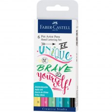 Faber-Castell Pitt Artist Pens Hand Lettering Pastels Set | Set of 6