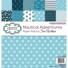 Creative Expressions Sue Wilson 8 x 8 inch Paper Pad Nautical Adventures | 24 sheets