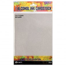 Ranger Tim Holtz 5 x 7 inch Alcohol Ink Silver Sparkle Cardstock | 10 sheets