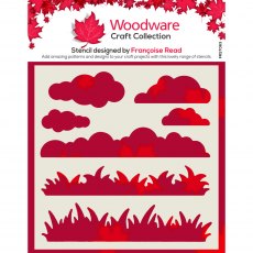 Woodware Stencil Grass & Clouds | 6 x 6 inch