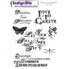 IndigoBlu A5 Rubber Mounted Stamp Discover your Passion |Set of 7
