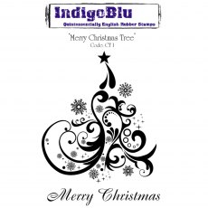 IndigoBlu A6 Rubber Mounted Stamp Merry Christmas Tree | Set of 2