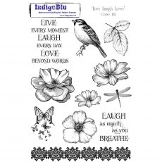 IndigoBlu A5 Rubber Mounted Stamp Live Laugh Love | Set of 11