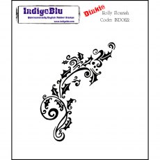 IndigoBlu A7 Rubber Mounted Stamp Dinkie Holly Flourish