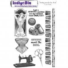 IndigoBlu A5 Rubber Mounted Stamp Sewing Mends the Soul | Set of 10
