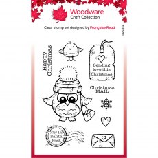 Woodware Clear Stamps Owl Christmas Mail | Set of 9