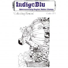 IndigoBlu A6 Rubber Mounted Stamp Collecting Flowers